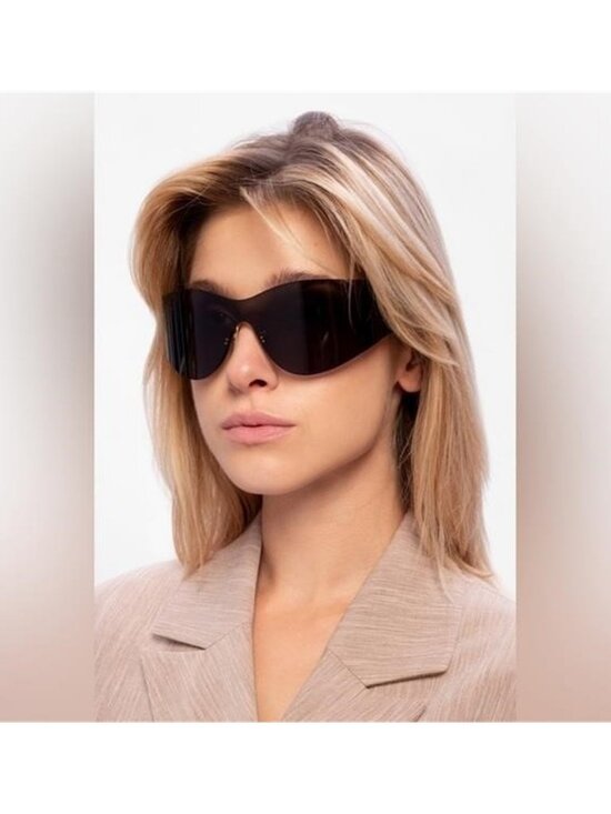 New - Balenciaga BB0122s 004 Women\'s Black Mask Round Sunglasses main image 11